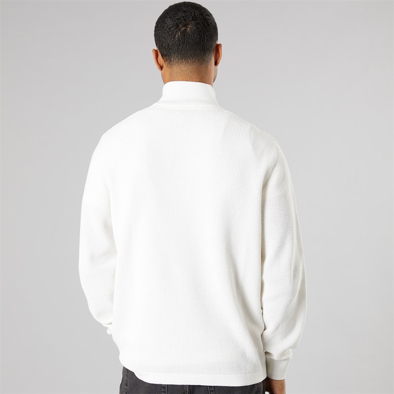 Solid Herren Strick Pullover Off White