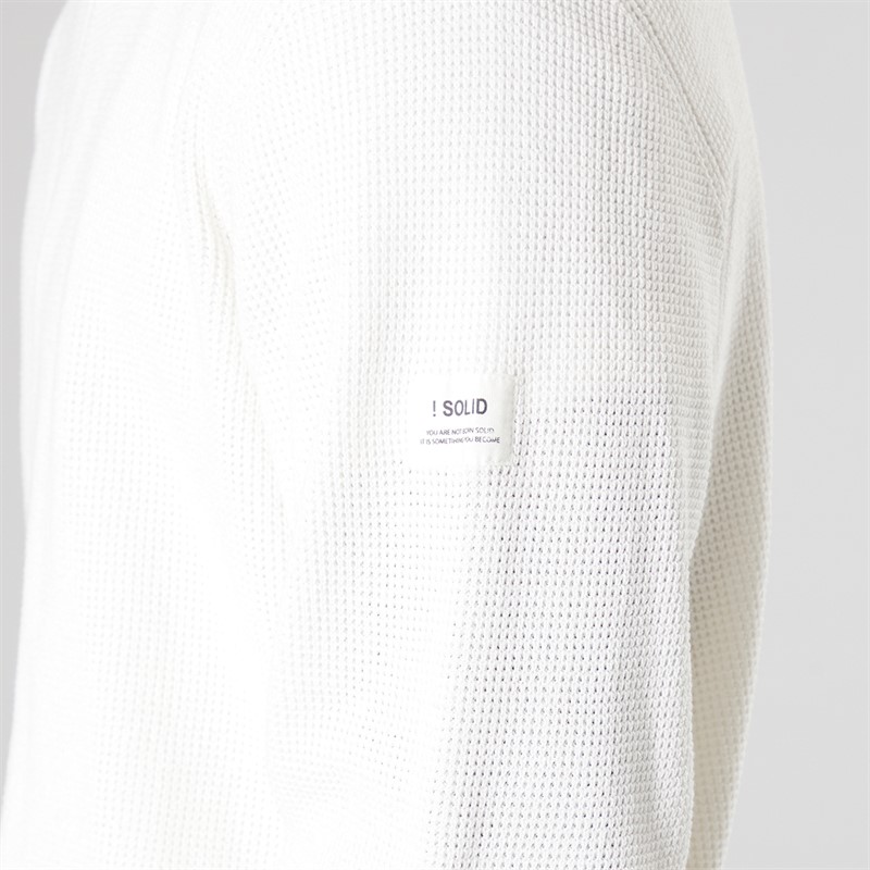 Solid Herren Strick Pullover Off White