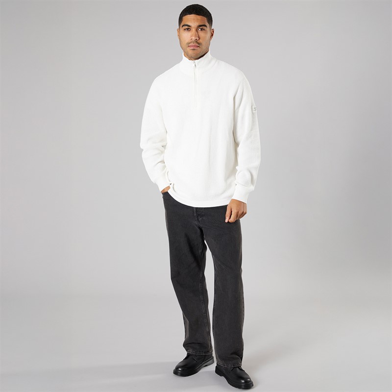 Solid Herren Strick Pullover Off White