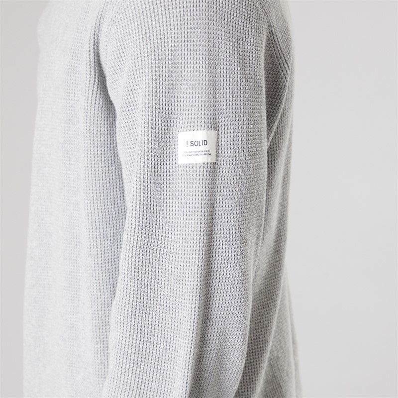 Solid Herren Strick Pullover Light Grey Melange