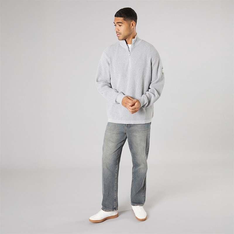 Solid Herren Strick Pullover Light Grey Melange
