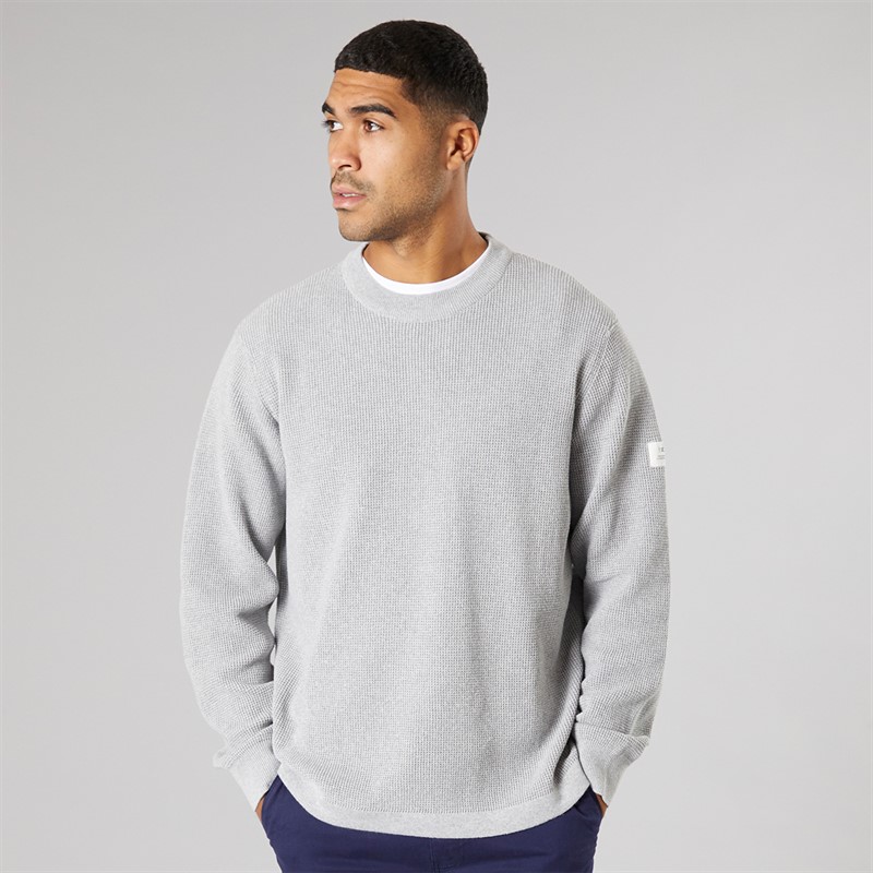 Solid Herren Strick Pullover Light Grey Melange