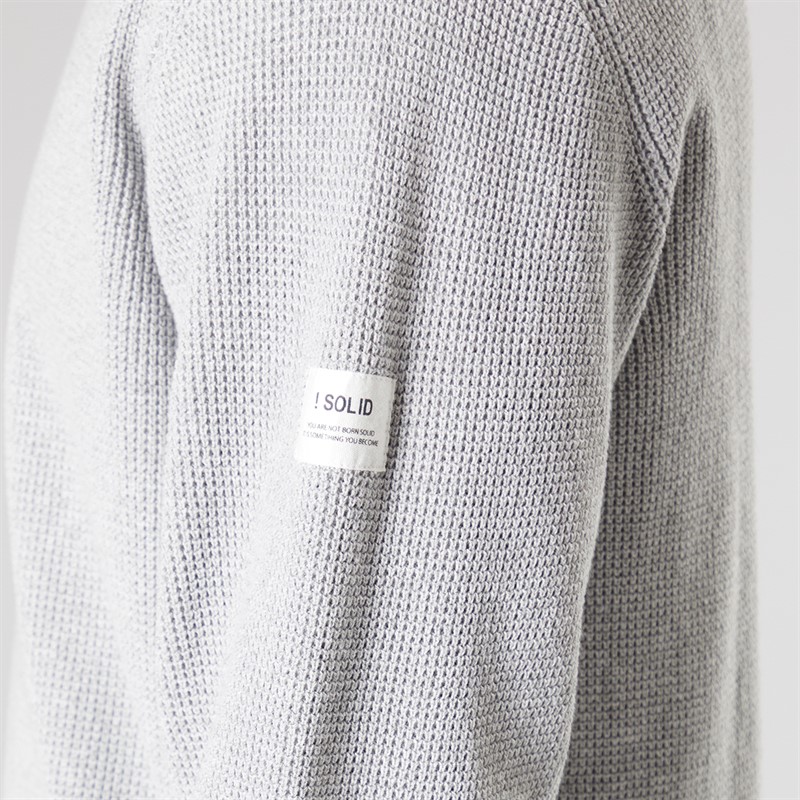 Solid Herren Strick Pullover Light Grey Melange