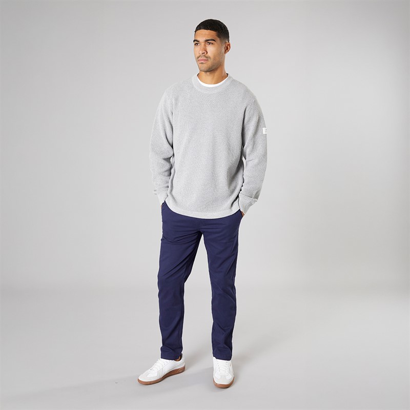 Solid Herren Strick Pullover Light Grey Melange