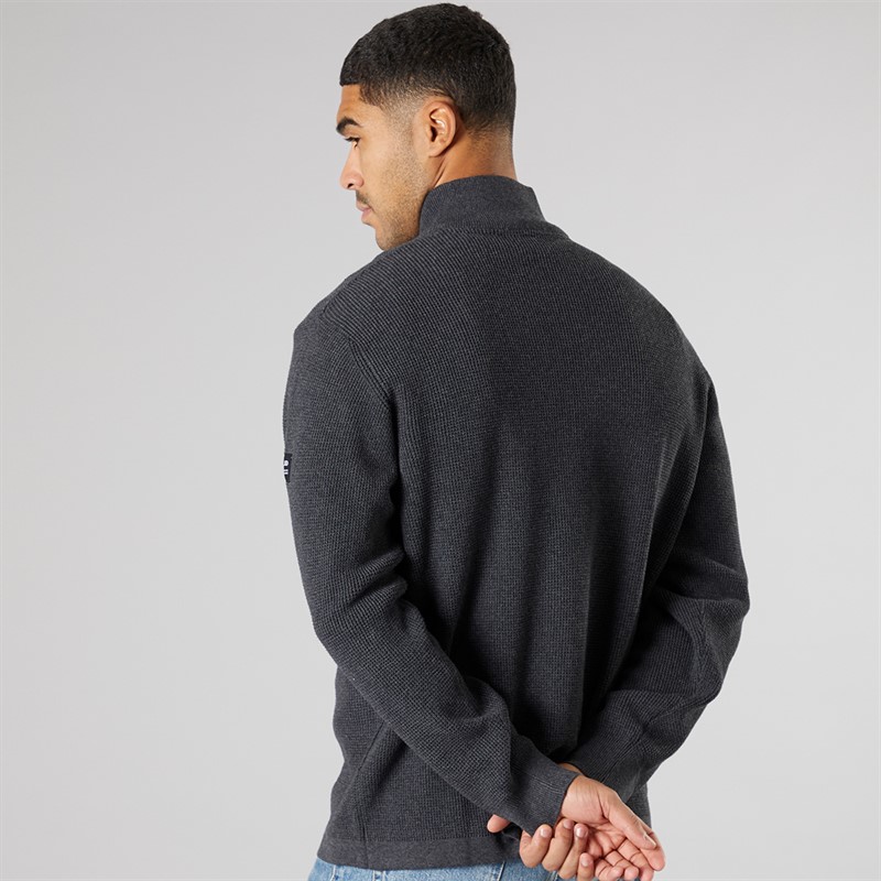Solid Herren Strick Pullover Dunkel Grau Marl Dar Grey M