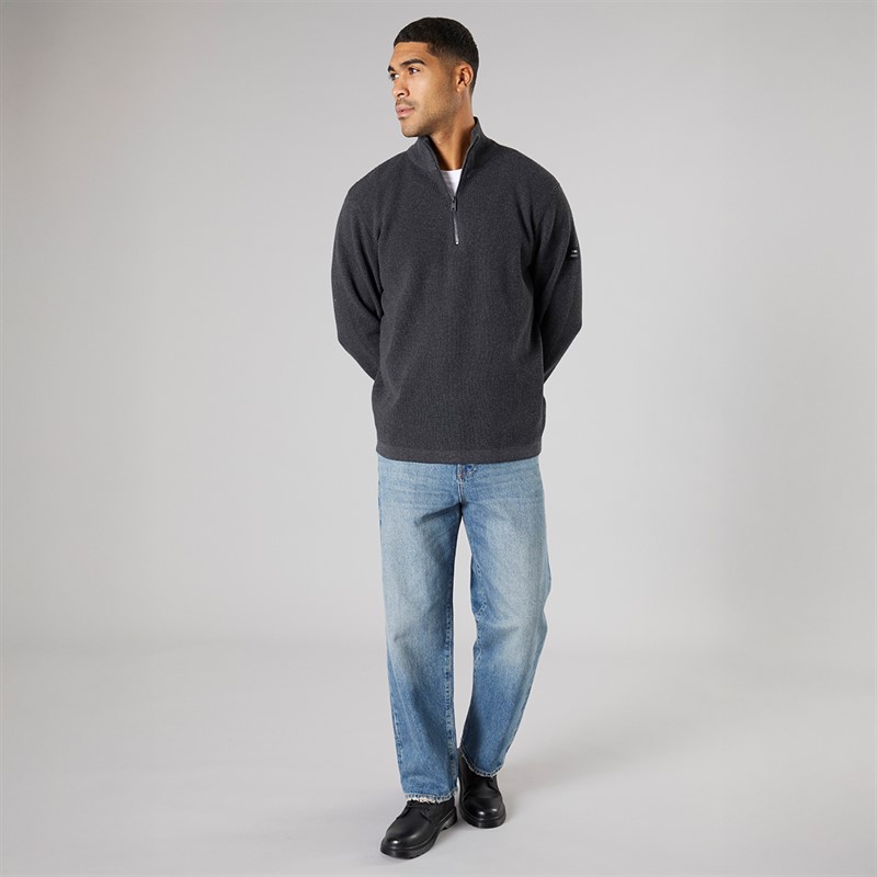 Solid Herren Strick Pullover Dunkel Grau Marl Dar Grey M