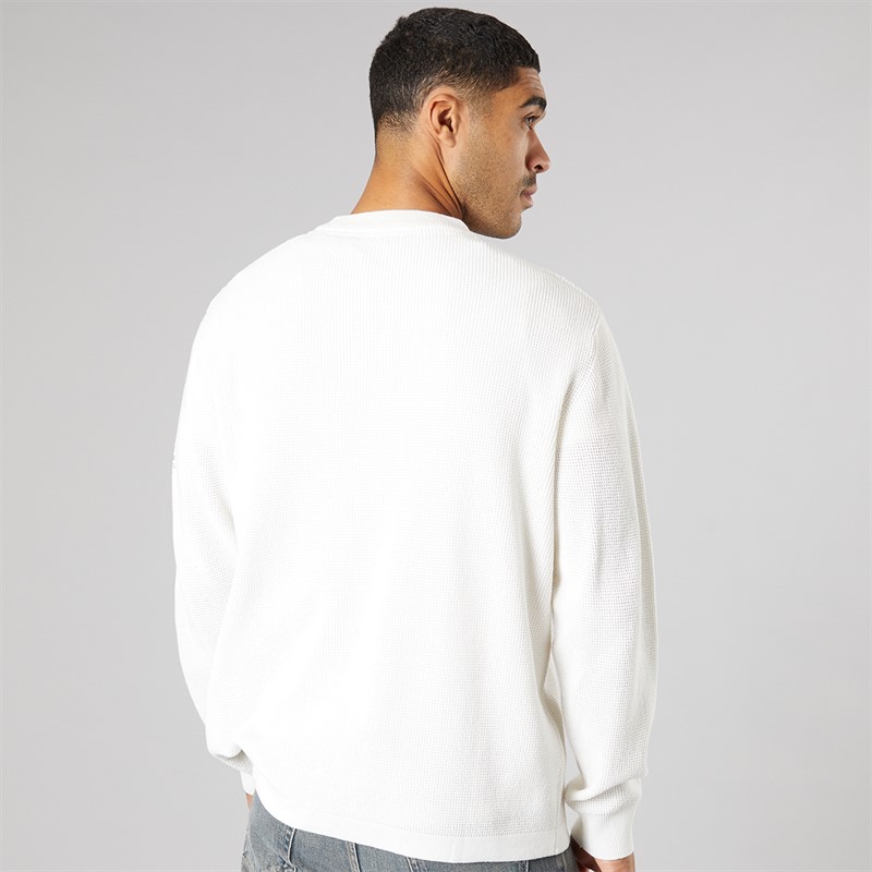 Solid Herren Strick Pullover Off White