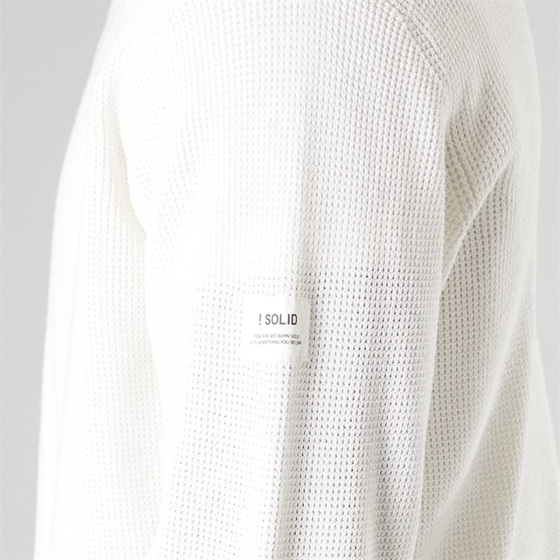 Solid Herren Strick Pullover Off White