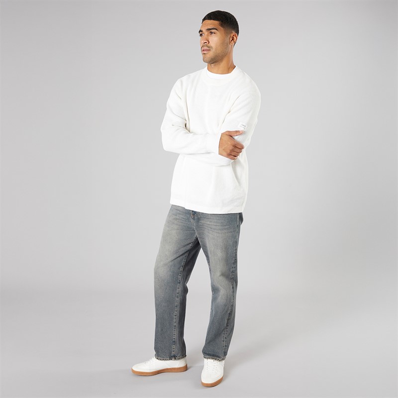 Solid Herren Strick Pullover Off White