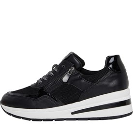 Marco tozzi black trainers discount