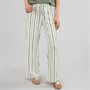 Wednesday's Girl Womens Striped Jersey Wide Leg Trousers Off White/Green