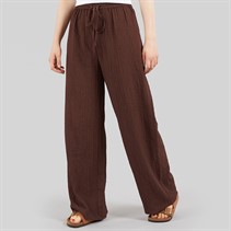 Wednesday's Girl Womens Abbey Tie Waist Trousers Chocolate