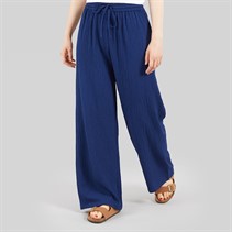 Wednesday's Girl Womens Abbey Tie Waist Trousers Navy