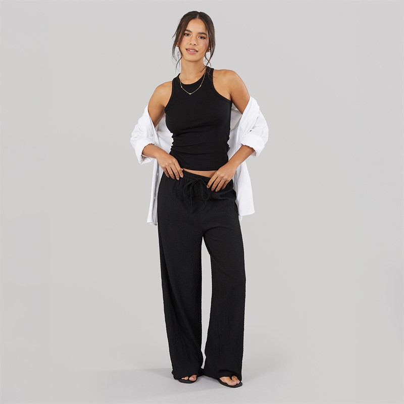 Wednesday's Girl Womens Abbey Tie Waist Trousers Black
