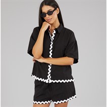 Wednesday's Girl Womens Linen Mix Co-Ord Set Black