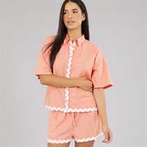 Wednesday's Girl Womens Linen Mix Co-Ord Set Coral