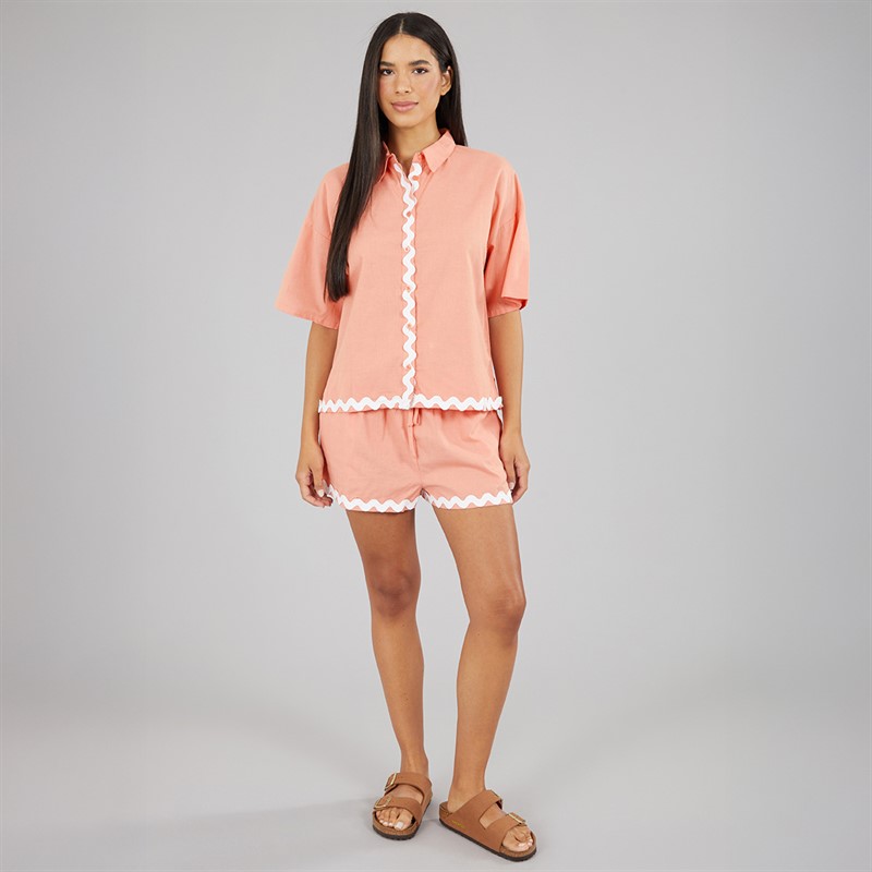 Wednesday's Girl Womens Linen Mix Co-Ord Set Coral