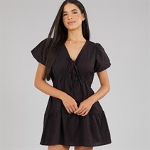 Wednesday's Girl Womens Linen Mix Dress Black