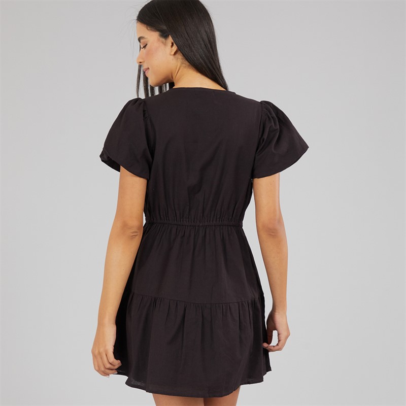 Wednesday's Girl Womens Linen Mix Dress Black