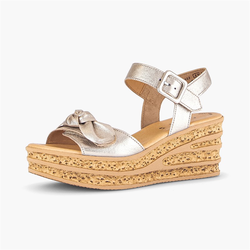 Gabor Womens Wedge Sandals Gold