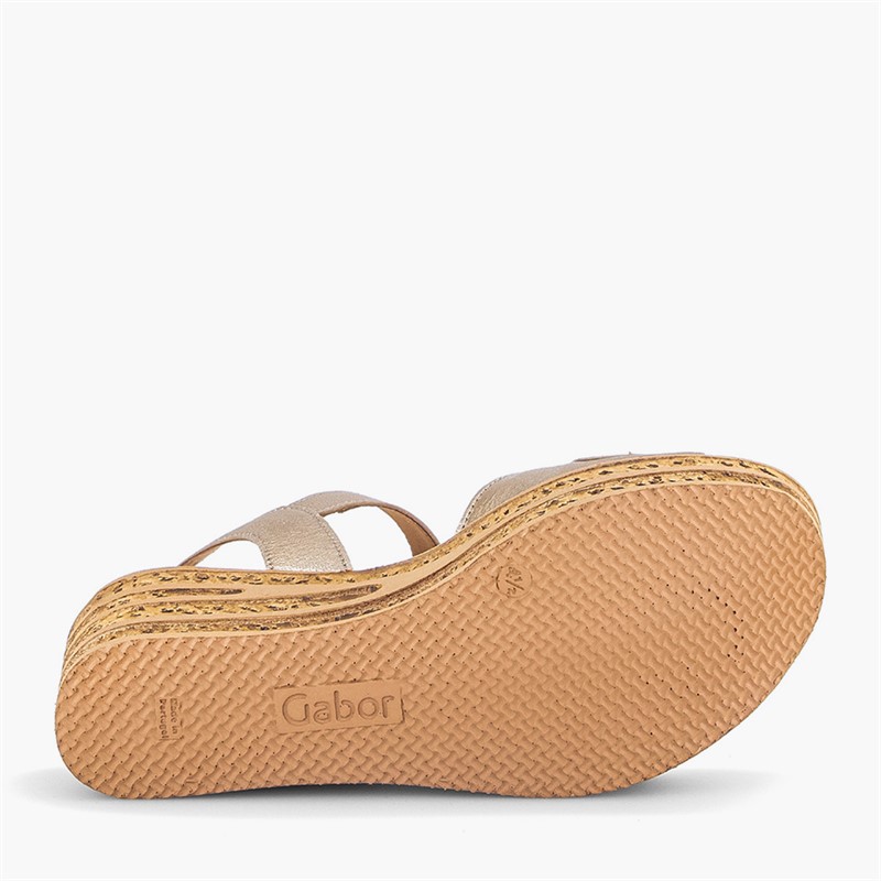 Gabor Womens Wedge Sandals Gold