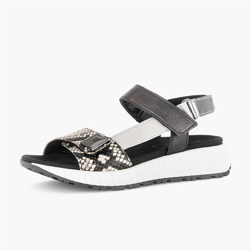 Gabor Womens Ankle Strap Sandals Black/Snake