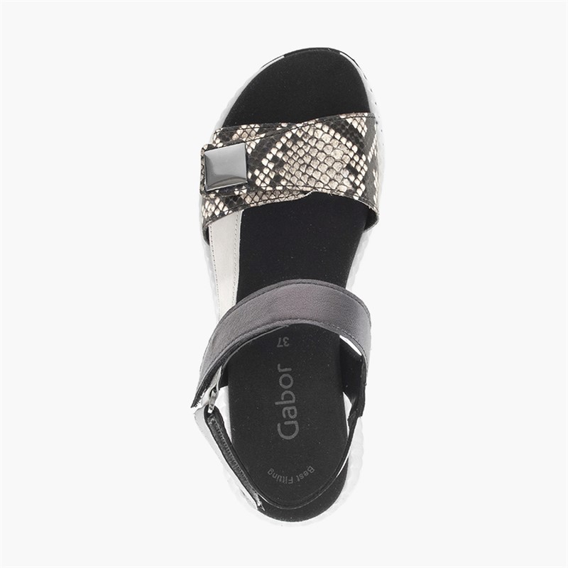 Gabor Womens Ankle Strap Sandals Black/Snake
