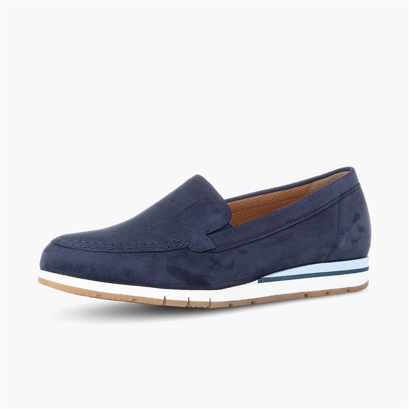 Gabor Womens Wedge Slip On Shoes Blue