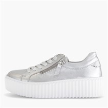 Gabor Womens Platform Trainers Silver