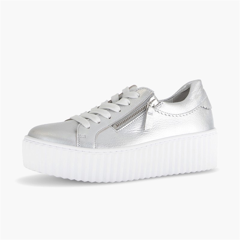Gabor Womens Platform Trainers Silver