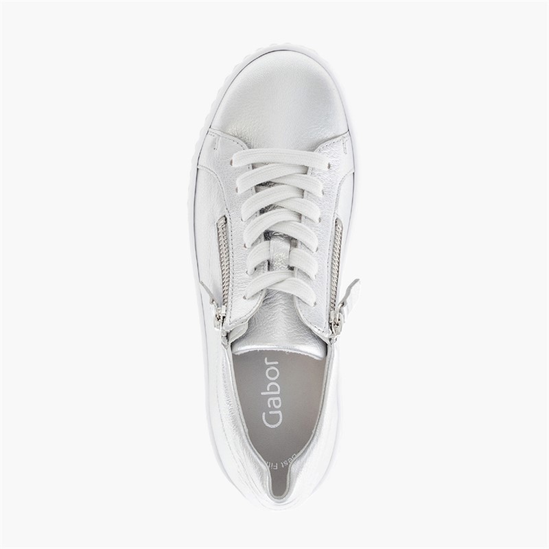 Gabor Womens Platform Trainers Silver