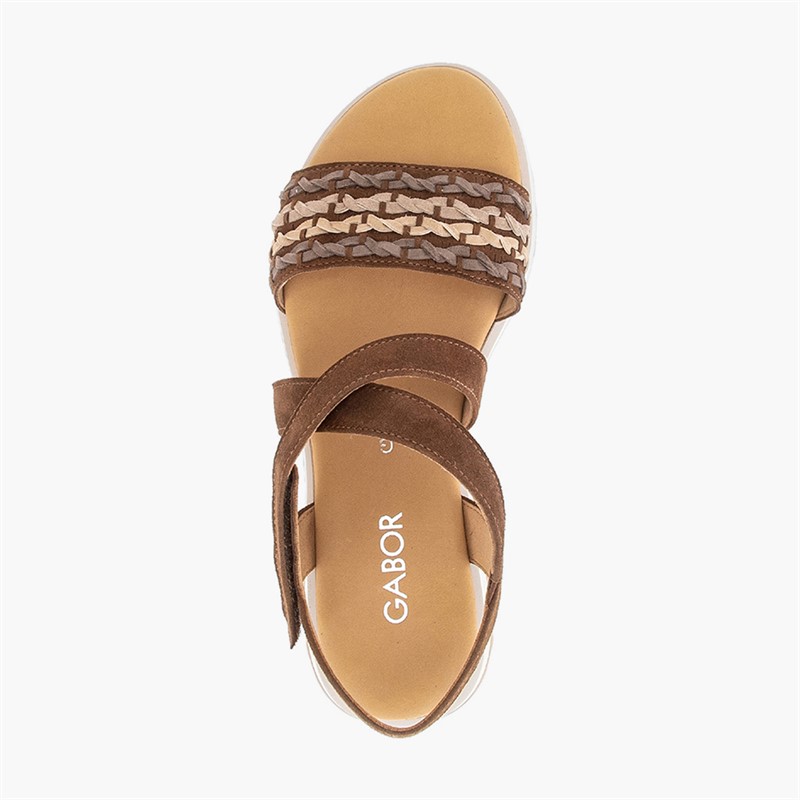 Gabor Womens Elasticated Ankle Strap Sandals Brown/Multi