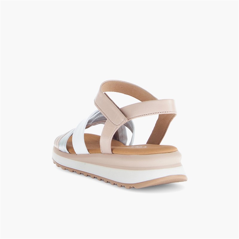 Gabor Womens Ankle Strap Sandals White/Silver/Rose
