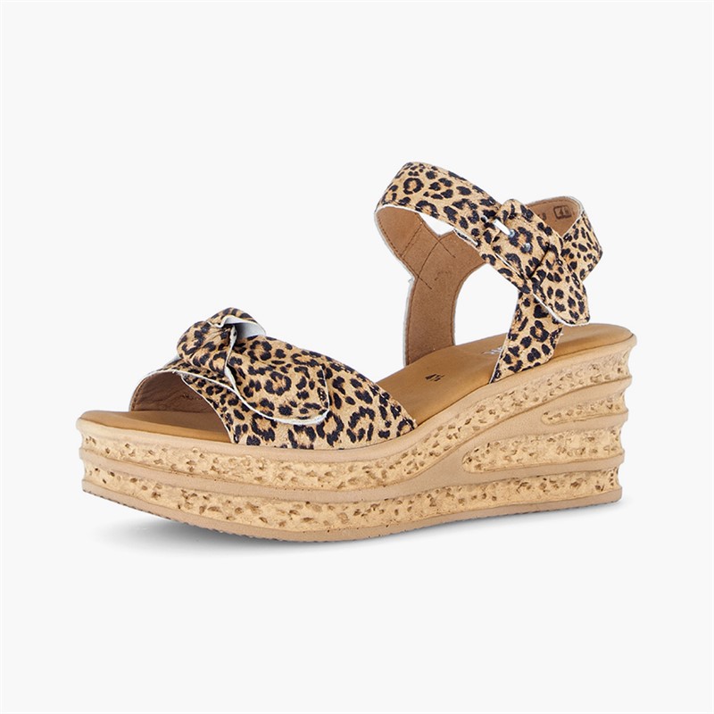 Gabor Womens Wedge Sandals Leopard
