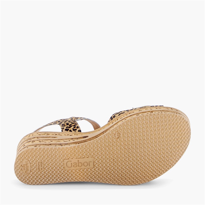 Gabor Womens Wedge Sandals Leopard