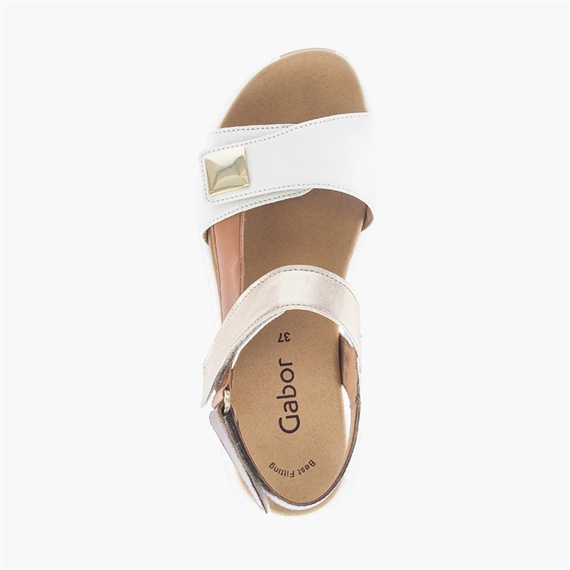 Gabor Womens Ankle Strap Sandals Tan/Gold