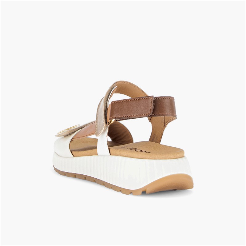 Gabor Womens Ankle Strap Sandals Tan/Gold