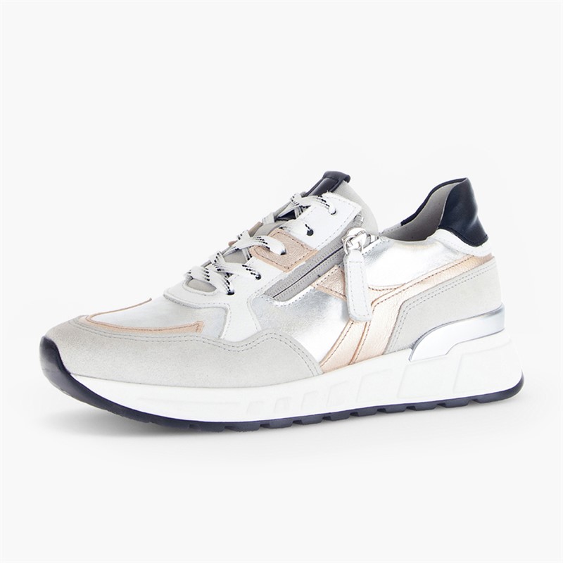 Gabor Womens Retro Zip Detail Trainers White/Silver