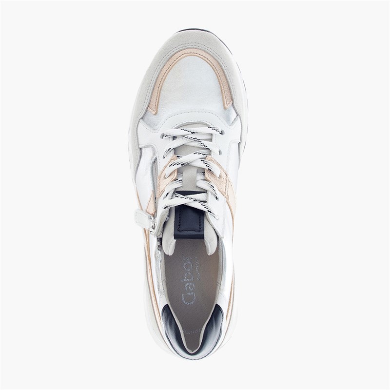 Gabor Womens Retro Zip Detail Trainers White/Silver