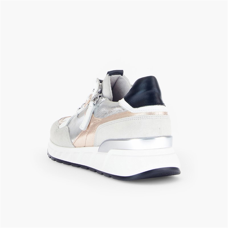 Gabor Womens Retro Zip Detail Trainers White/Silver