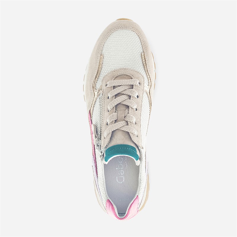 Gabor Womens Retro Zip Detail Trainers White/Grey/Pink
