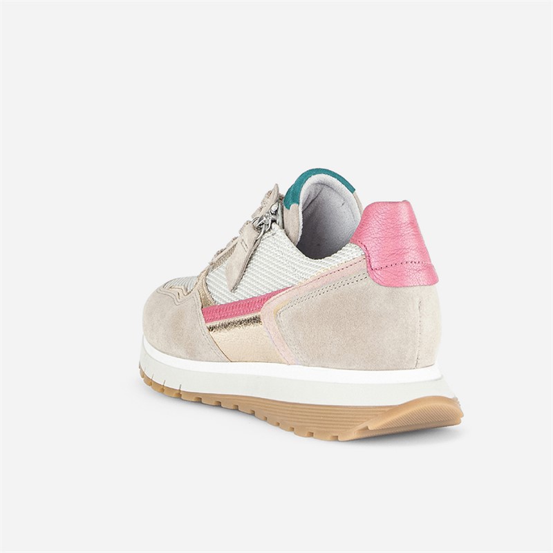 Gabor Womens Retro Zip Detail Trainers White/Grey/Pink