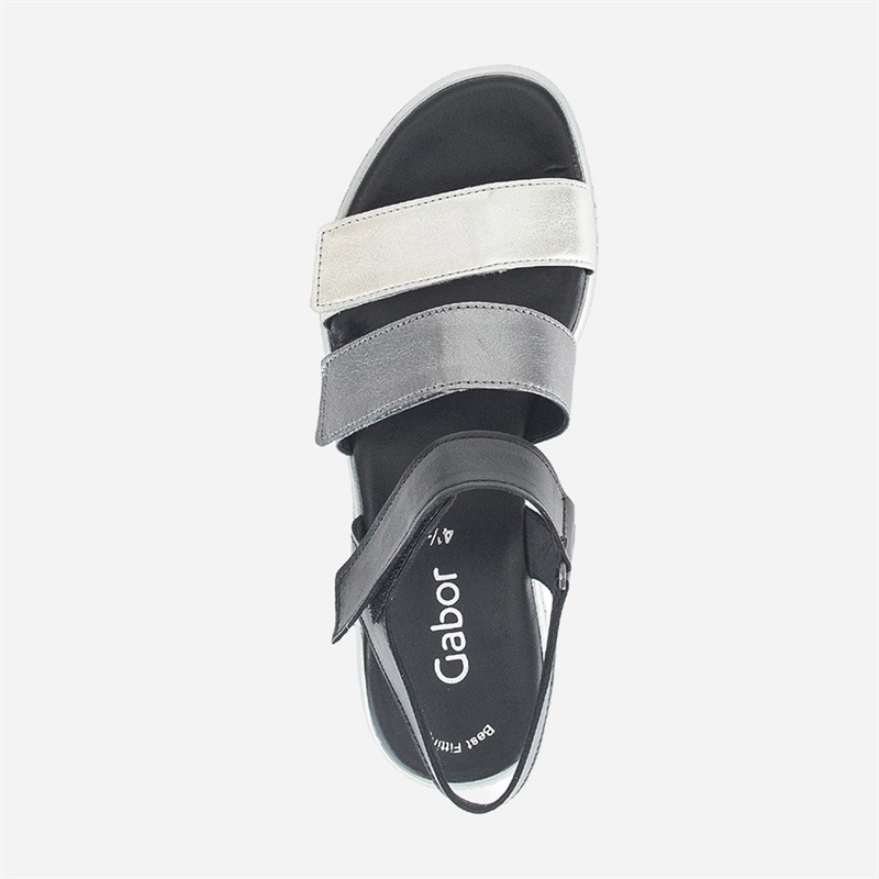 Gabor Womens Ankle Strap Sandals Black/Silver