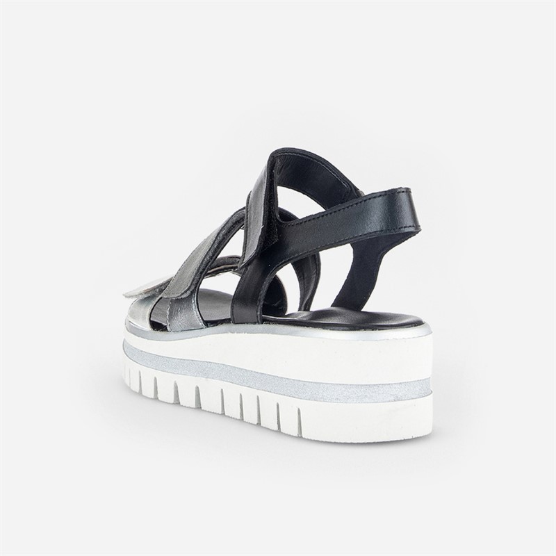 Gabor Womens Ankle Strap Sandals Black/Silver