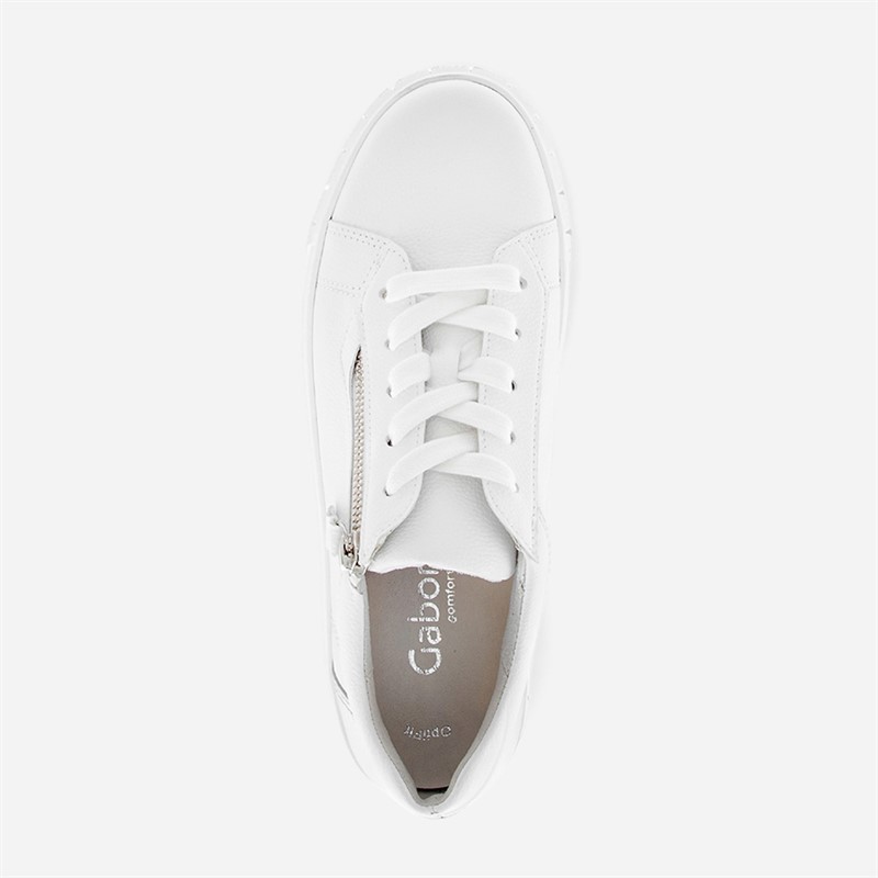 Gabor Womens Platform Trainers White/Silver