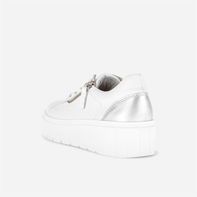 Gabor Womens Platform Trainers White/Silver
