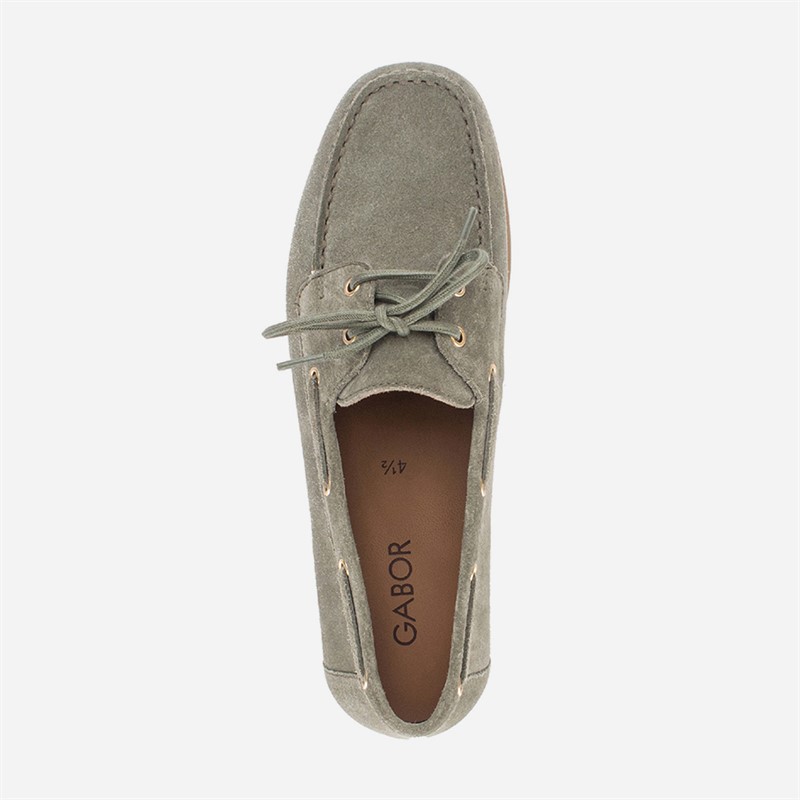 Gabor Womens Suede Deck Shoes Pine