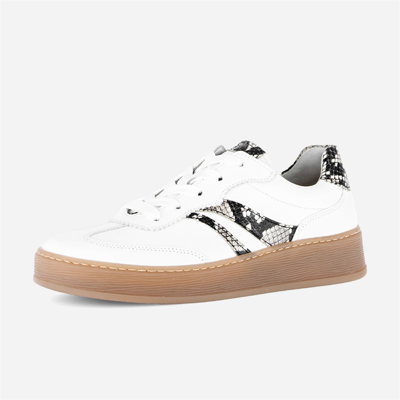 Gabor Womens Leather Trainers White/Snake