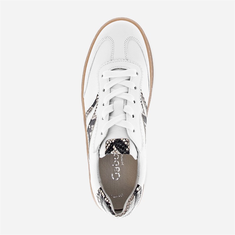 Gabor Womens Leather Trainers White/Snake