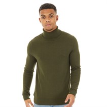 Topman Mens Knitted Roll Neck Jumper Khaki